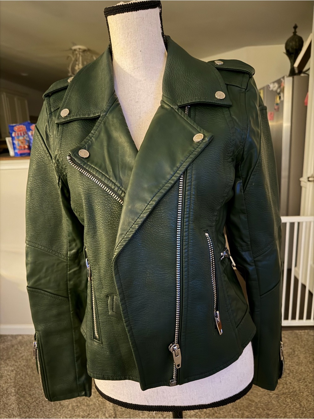 Blank NYC Forest Green Leather Moto Jacket